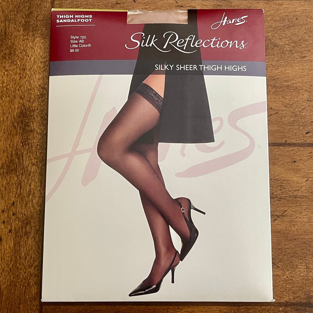 Hanes Silk Reflections Thigh Highs Silky Sheer Size: AB, Color:  Little Color